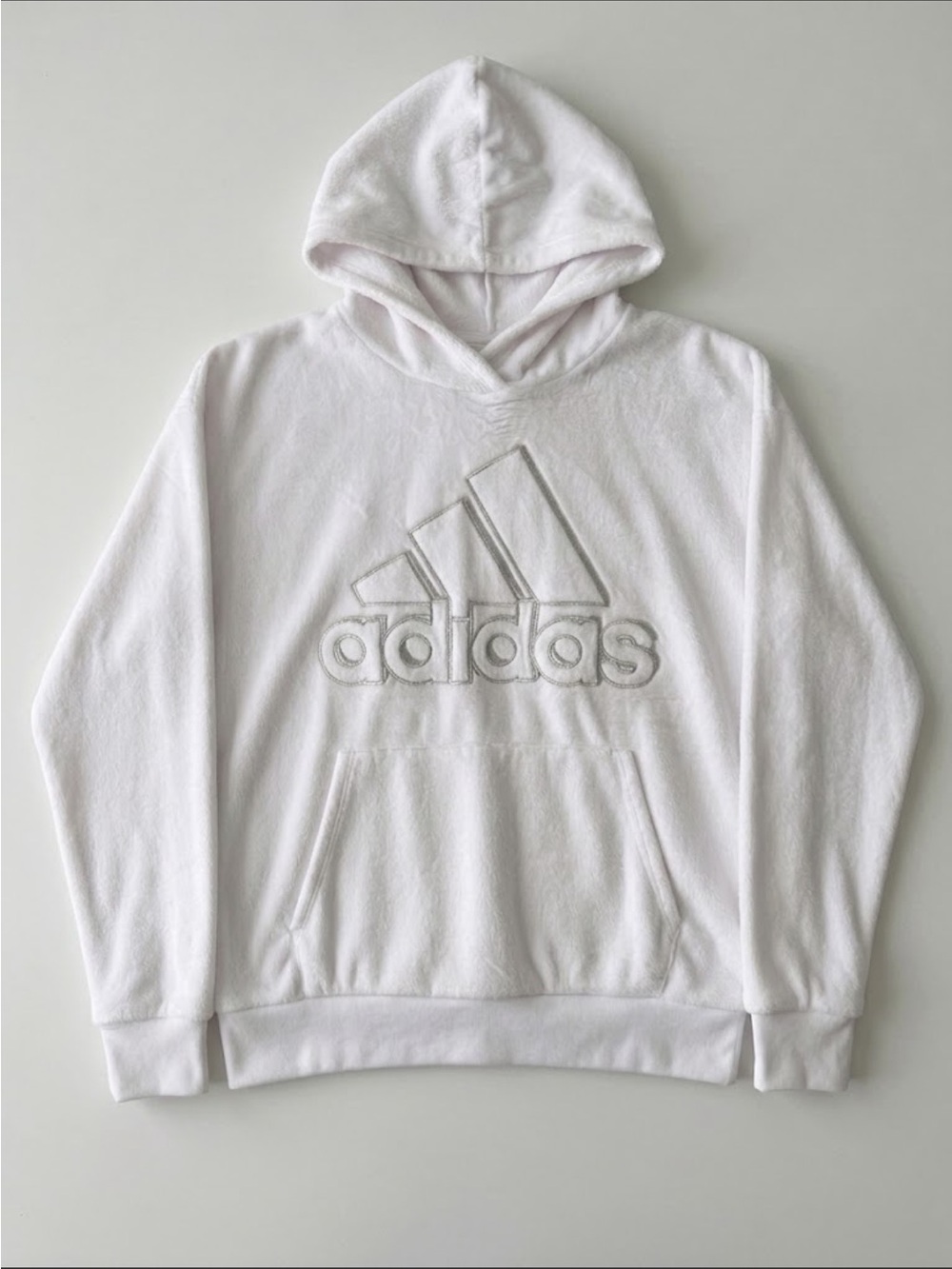 adidas White Hooded Pullover Sweatshirt
